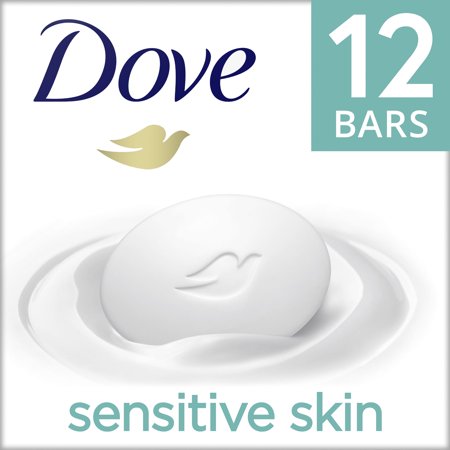 Dove Beauty Bar Sensitive Skin More Moisturizing Than Bar Soap, 3.75 oz, 12 Bars