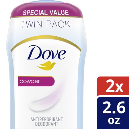 Dove Invisible Solid Antiperspirant Deodorant Stick Powder, For All Day Underarm Sweat & Odor Protection for Women, 2.6 oz, 2 Count