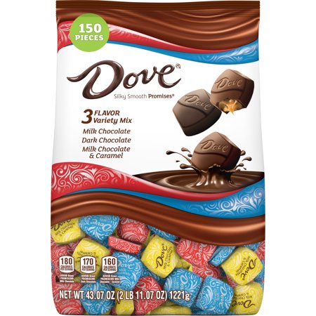 Dove Promises Variety Pack Milk and Dark Chocolate Candy, 43.07 oz Bag, 150 Pieces