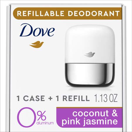 Dove Refillable Deodorant Starter Kit Coconut & Pink Jasmine Aluminum Free Deodorant, 1.13 oz