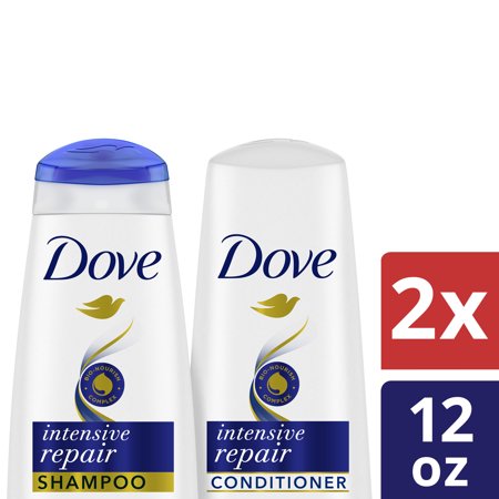 Dove Repairing Shampoo and Conditioner Set, Intensive Repair with Keratin for All Hair Types, 12 fl oz, 2 piece