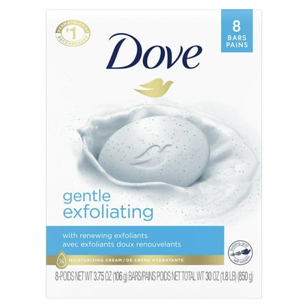 Dove Beauty Bar Gentle Exfoliating Mild Cleanser More Moisturizing Than Bar Soap, 3.75 oz, 8 Bars - WALMART