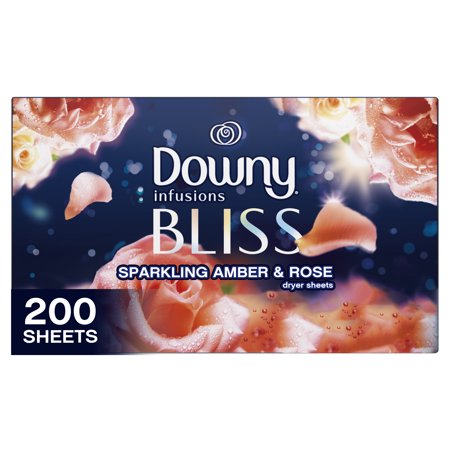 Downy Infusions Dryer Sheets, Bliss, Sparkling Amber & Rose, 200 Ct