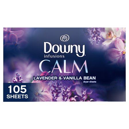 Downy Infusions Dryer Sheets, Calm, Lavender & Vanilla Bean, 105 ct