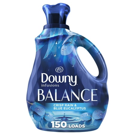 Downy Infusions Liquid Laundry Fabric Softener, Balance, Crisp Rain and Blue Eucalyptus Scent, 150 Loads, 101 fl oz