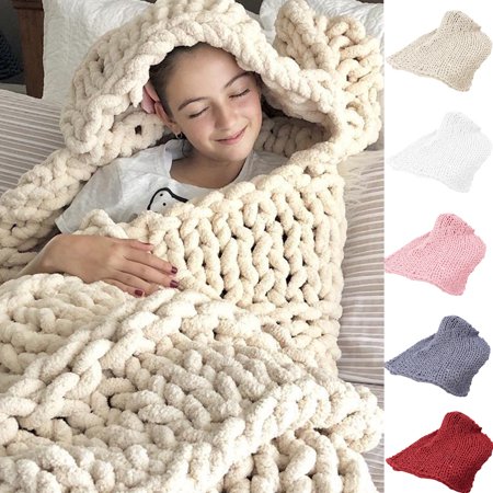 Dream Lifestyle Chunky Knit Blanket Throw, Soft Chenille Knit Throw Blanket, Handmade Crochet Blanket for Couch Bedroom Sofa Home Decor, Great Gift Chunky Blanket