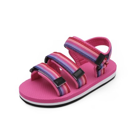 Dream Pairs Kids Boys Girls Sandals Open-Toe Adjustable Straps Summer Outdoor Sport Sandals SDAS227K FUCHSIA Size 2 Little Kid