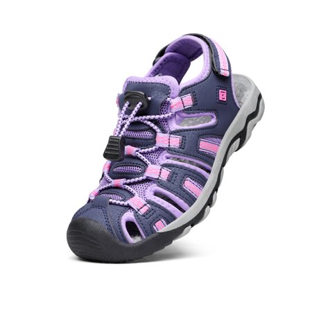 Dream Pairs Kids Summer Athletic Sandals Boys Girls School Outdoor Sports Sandals Walking Shoes 160912-K PURPLE/LIGHT/GREY Size 10