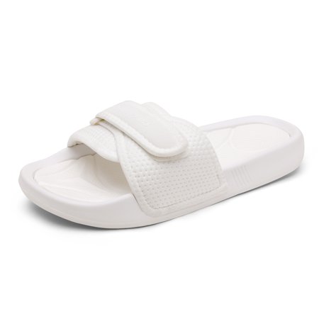 Dream Pairs Women's Summer Adjustable Athletic Slide Sandals Arch Support Slip on Open Toe Cute Lightweight Comfortable Flat Outdoor Indoor Sport Sandals SDSS2223W WHITE Size 9