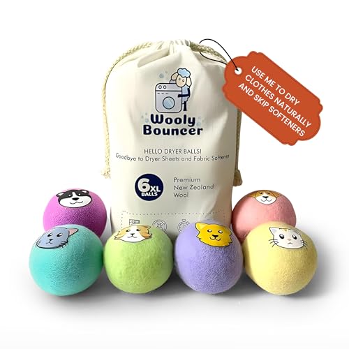 Laundry Dryer Balls-100% New Zealand Wool,Replaces Dryer Sheets,Reduces Wrinkles &Amp; Drying Time,Anti-Static,Pet Hair Removal,Hand-Felted,Natural Fabric Softener,Reusable,Quiet,Child-Friendly(Pack Of 6)