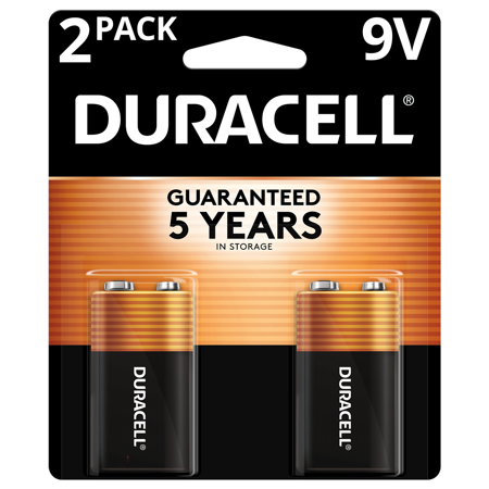 Duracell Coppertop 9V Battery, Long Lasting 9V Batteries, 2 Pack