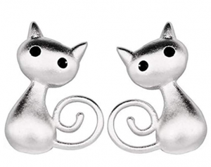 Cat Stud Earrings Sterling Silver HOT DEAL!
