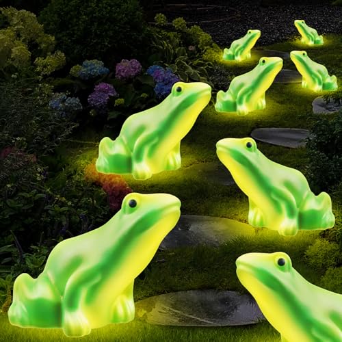 Behiller Solar Frog Path Lights Outdoor For Garden Art Decor,6Packs Frog Easter Gifts Decorations,Frog Lights For Housewarming Gifts,Lawn Ornament,Garden Decor Gifts For House,Women,Mom Day,Grandma