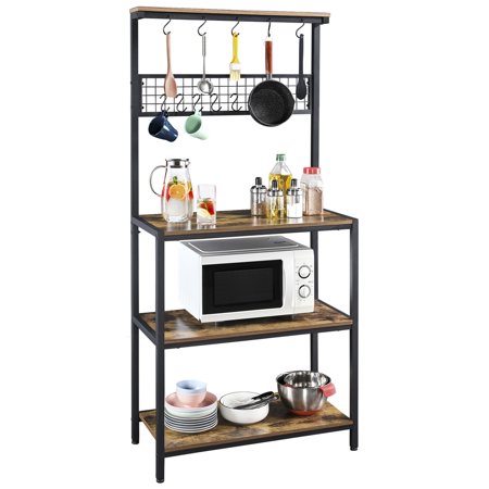 Easyfashion 67" H Baker's Rack with Storage Microwave Stand kitchen Rustic Brown