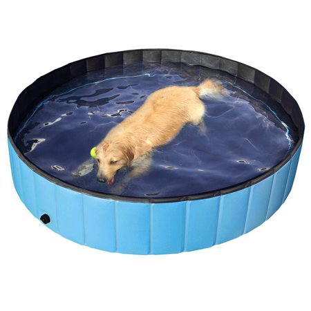 Eccomum Foldable PVC Dog Cat Pet Swimming Pool Pet Dog Pool Bathing Tub Kiddie Pool, Water Pond Pool for Dogs Cats and Kids in Summer 21" x 9"