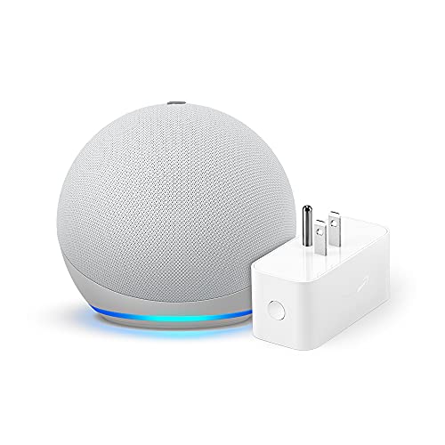 Echo Dot (4th Gen) + Amazon Smart Plug | Glacier White