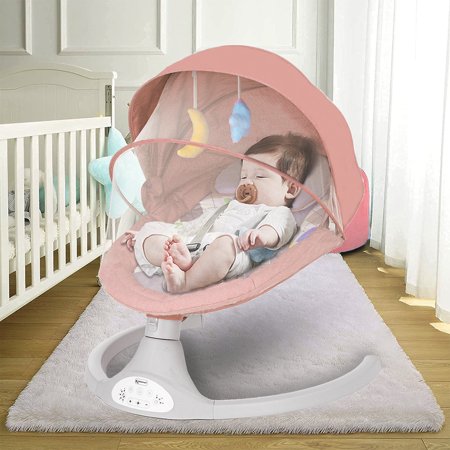 Electric Baby Swing Chair,Newborn Sleeping Crib, Infant Bouncer Rocking Seat,With Bluetooth Music & Remote Control & Hanging Toys,Kids Care
