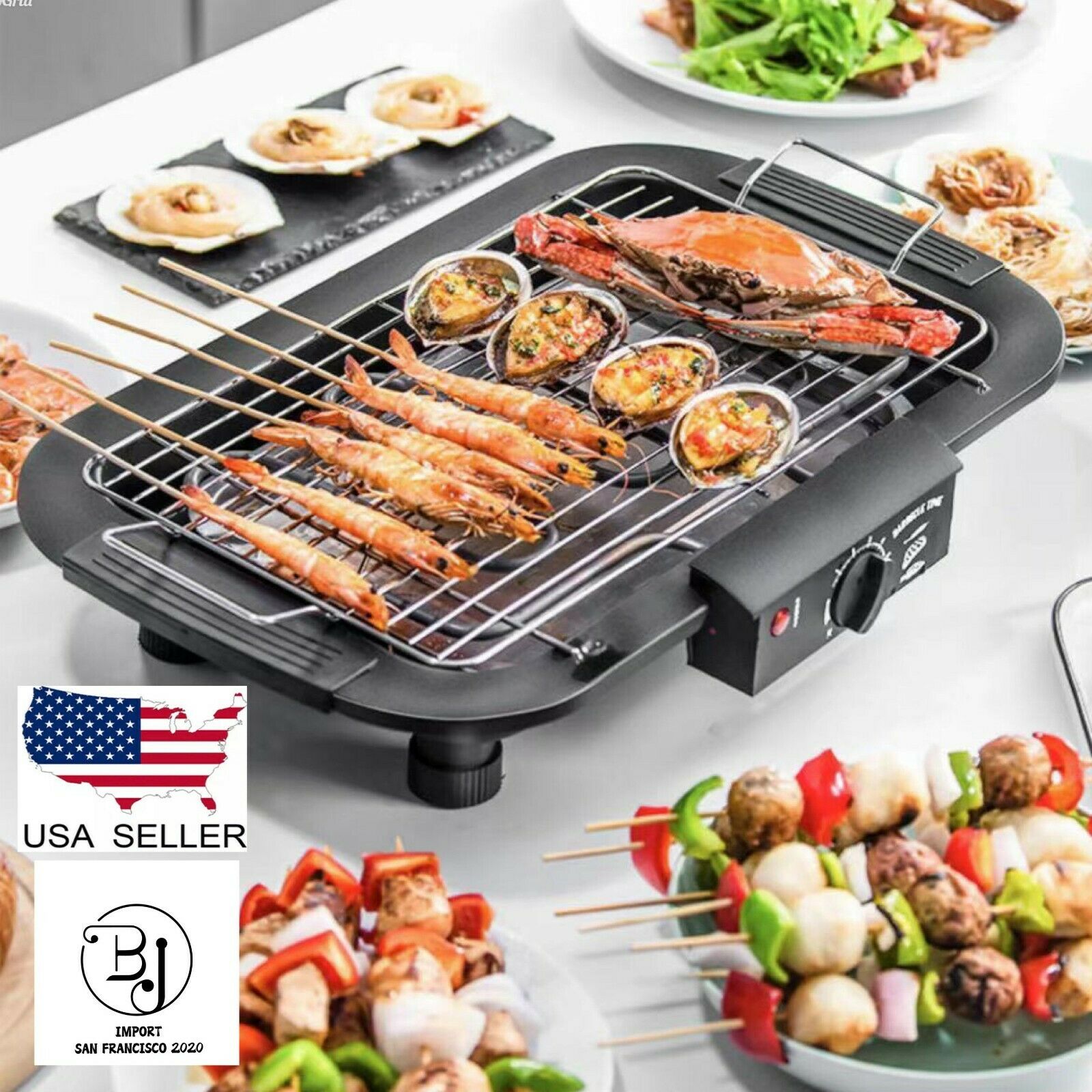 Electric Indoor outdoor Grill Portable Smokeless Non Stick Cooking BBQ Griddle