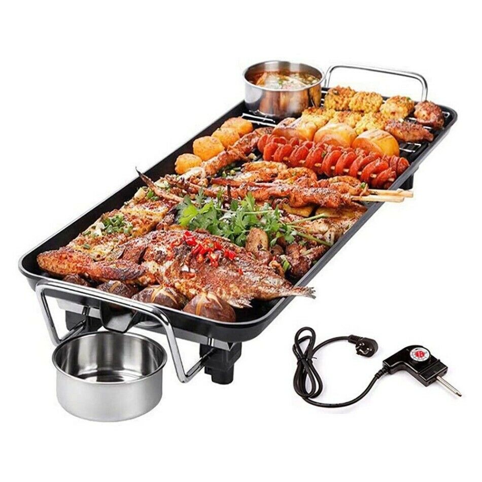 Electric Table Grill BBQ Smokeless Griddle Teppanyaki Non-stick Indoor Outdoor
