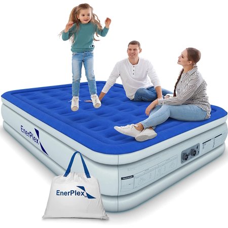 EnerPlex Premium Dual Pump Luxury 13" Queen Size Air Mattress Airbed with Built in Pump Raised Double High Blow Up Bed, Queen