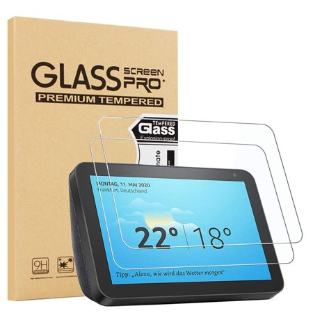 EpicGadget [2 Pack] Glass Screen Protector for Echo Show 8 (2019 Released) - Tempered Glass Ultra Clear Scratch-Resistant Screen Protector Film