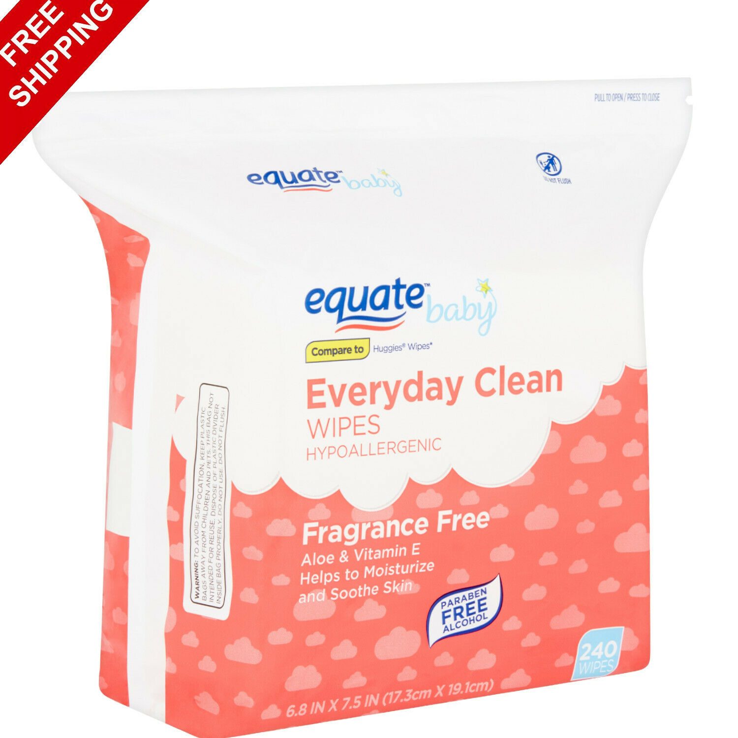 Equate Baby Everyday Clean Fragrance Free Wipes, 240 Count Free shipping