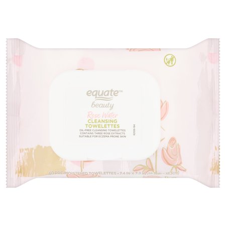 Equate Beauty Rose Water Cleansing Towelettes, 40 Towelettes