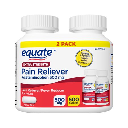 Equate Extra Strength Acetaminophen Caplets, 500 mg, 2 pack, 500 Count