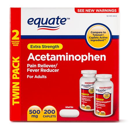 Equate Extra Strength Acetaminophen Caplets, 500 mg, Twin Pack, 200 Count