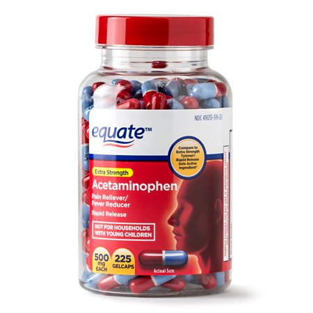 Equate Extra Strength Acetaminophen Rapid Release Gelcaps, 500 mg, 225 Ct