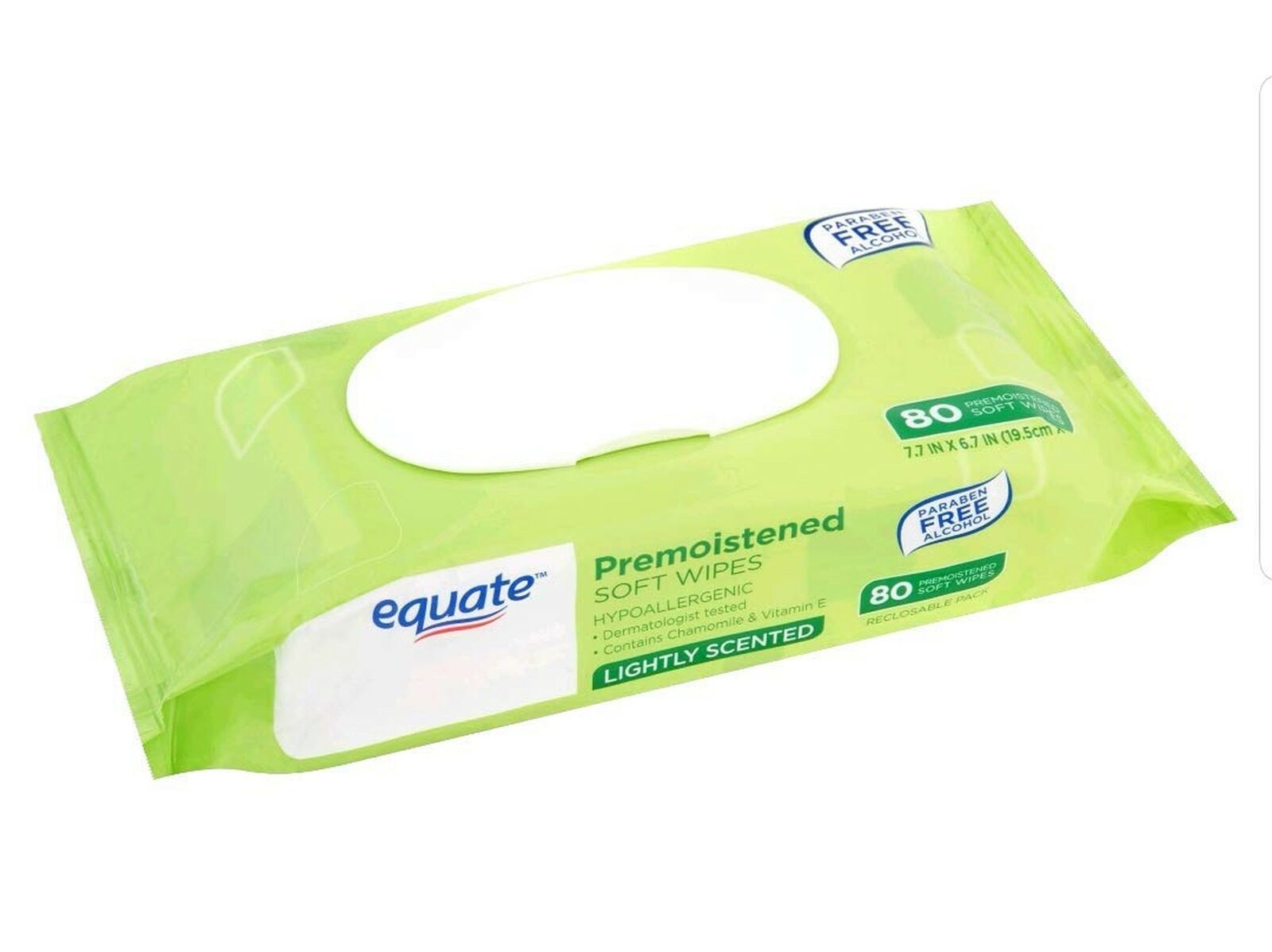Equate Hypoallergenic Lightly Scented Premoistened Soft Wipes 80 Wipes