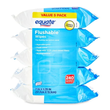 Equate Flushable Wipes, Fragrance Free, Value 3 Pack, 144 Total Wipes - WALMART