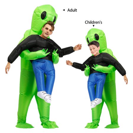 Everso Waterproof Inflatable Green Alien Cosplay Party Costume for Kids Adults Halloween Cosplay Costume with Air Pump