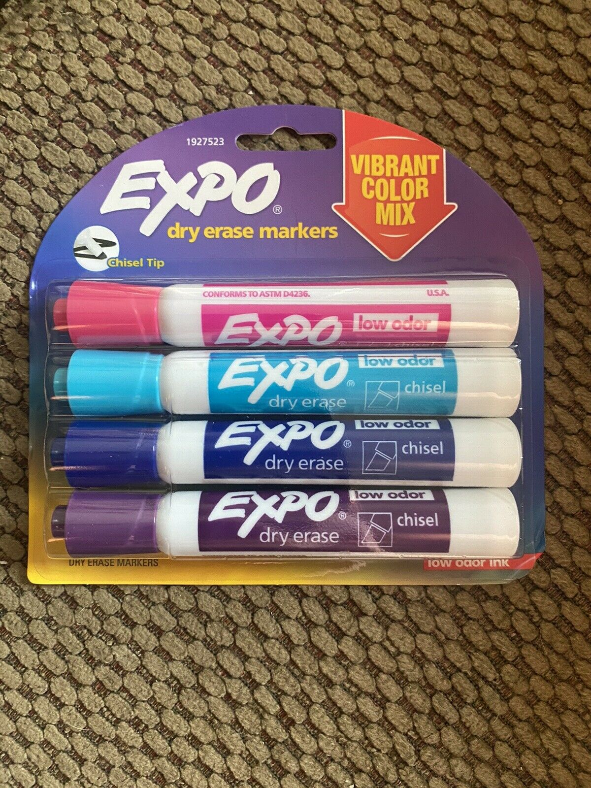 EXPO 1927523 Low-Odor Dry Erase Markers, Chisel Tip, Vibrant Colors, 4-Count