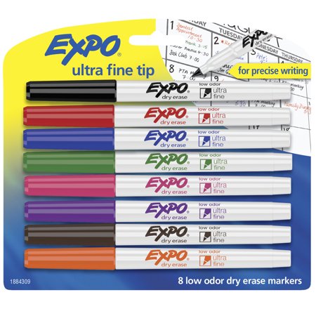 Expo Low Odor Dry Erase Markers, Ultra Fine Tip, Assorted Colors, 8 Count