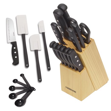 Farberware 22-piece Never Needs Sharpening Knife and Kitchen Tool Set in Black