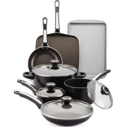 Farberware Cookware Sets Black - Black Aluminum Nonstick 17-Piece Cookware Set