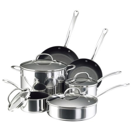 Farberware - Millennium 10-Piece Stainless-Steel Cookware Set - Stainless-Steel