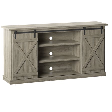 Farmhouse TV Stand for TVs up to 70 inches with Sliding Barn Doors