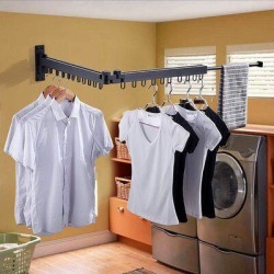 FAW Clothes Hanging Solution. Heavy-Duty Dual Folding Clothes Drying Rack w/ Retractable Drying Rod, Wall Mounted, Matte Black | Wayfair FAW2b9d648