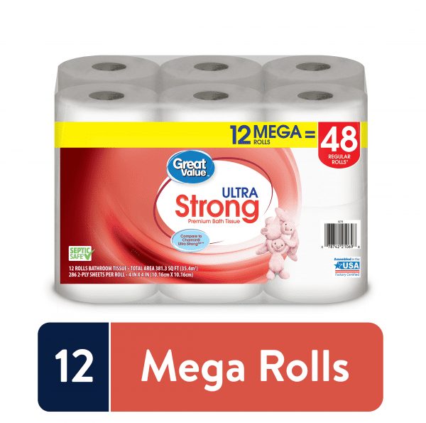 Great Value Ultra Strong Toilet Paper IN STOCK and FREE Shipping at Walmart