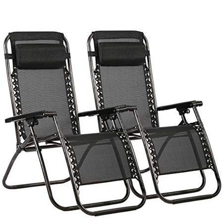 FDW 2 Pack Metal Zero-Gravity Chair - Black and Gray