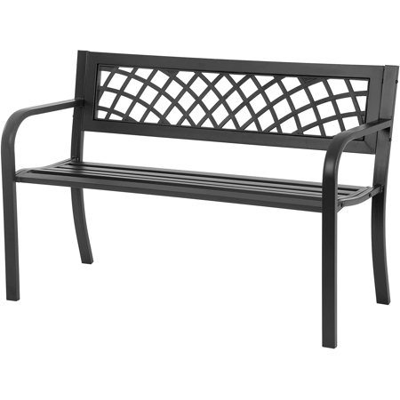 Fdw Outdoor Durable Steel Bench - Black