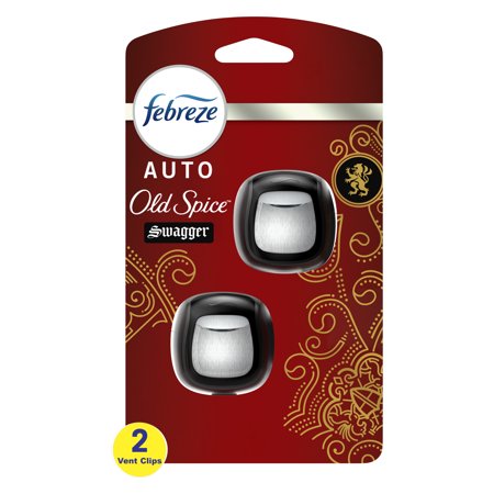 Febreze AUTO Air Freshener Vent Clip Old Spice Swagger Scent, .07 oz. Car Vent Clip, Pack of 2