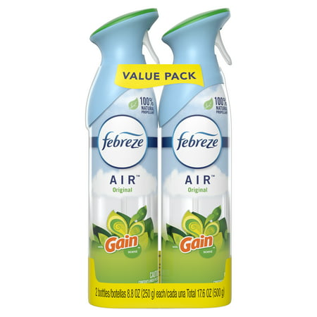 Febreze Odor-Eliminating Air Freshener Spray with Gain Scent, Original Scent, 2 Ct