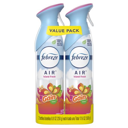 Febreze Odor-Eliminating Air Freshener with Gain Scent, Island Fresh, 2 Pack, 8.8 fl oz Each