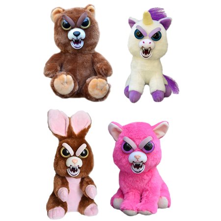Feisty Pets 8.5" Angry Plush Bundle: Bear, Cat, Rabbit, Unicorn