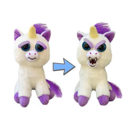 Feisty Pets by William Mark- Glenda Glitterpoop: 8.5" Plush Stuffed Unicorn that Turns Feisty with a Squeeze!