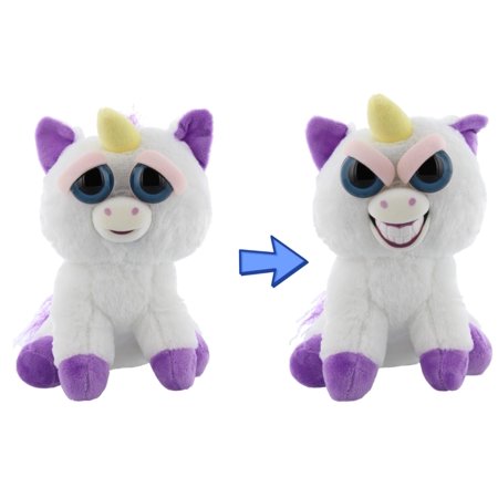 Feisty Pets Expressions: Grin- Glenda Glitterpoop 9" Plush Stuffed Unicorn That Grins With a Squeeze