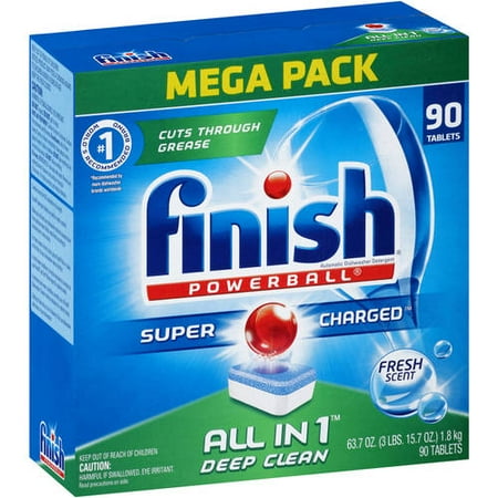 Finish Powerball All in 1 Fresh Scent Automatic Dishwasher Detergent Tabs, 90 count, 63.7 oz